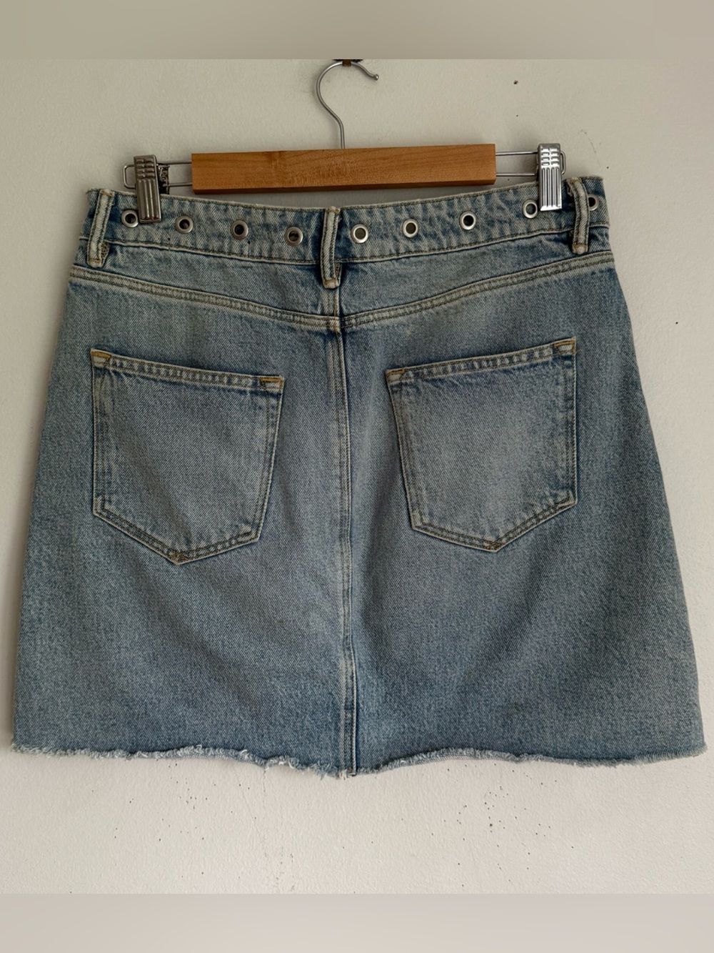 AllSaints Lila Eyelet Grommet Waist Denim Mini Jean Skirt - Picture 5 of 6